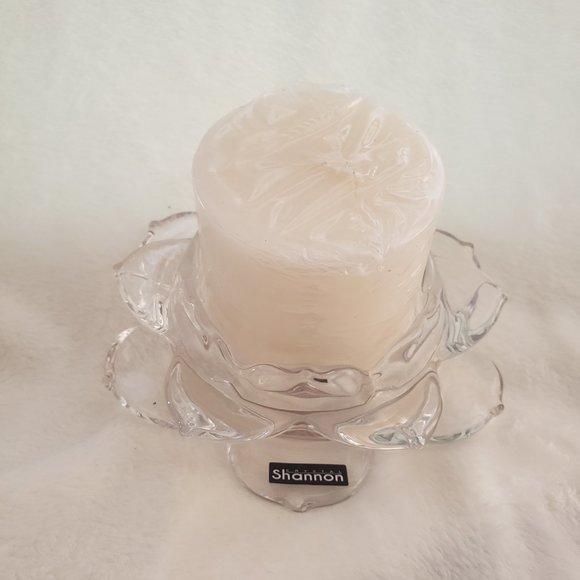 New Godinger Shannon Bohemian Crystal Lotus Pillar Candle Holder - Picture 7 of 7